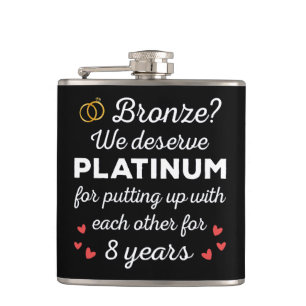 8th Wedding Anniversary I - Bronze Funny Couple Hip Flask