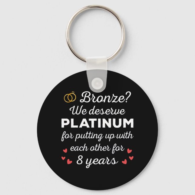 8th Wedding Anniversary I - Bronze Funny Couple Key Ring (Front)