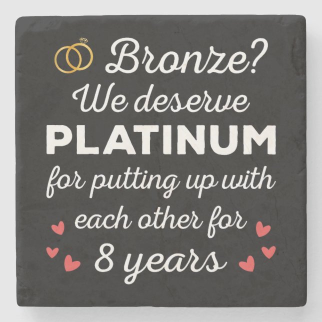 8th Wedding Anniversary I - Bronze Funny Couple Stone Coaster (Front)