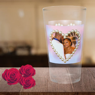 8th Wedding Anniversary Pearl Heart Keepsake Glass
