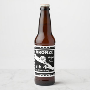 8th wedding anniversary traditional gift bronze beer bottle label