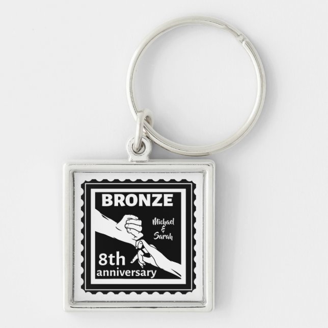 8th wedding anniversary traditional gift bronze key ring (Front)
