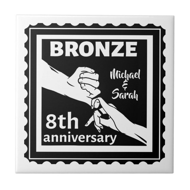 8th wedding anniversary traditional gift bronze tile (Front)