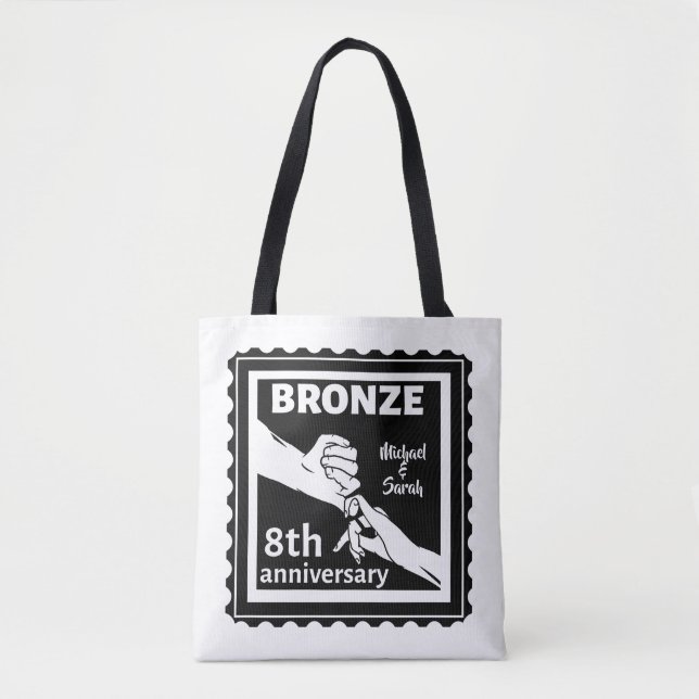 8th wedding anniversary traditional gift bronze tote bag (Front)