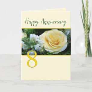 8th Wedding Anniversary Yellow Rose Card