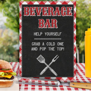 8x10 Backyard BBQ Birthday Beverage Bar Table Sign