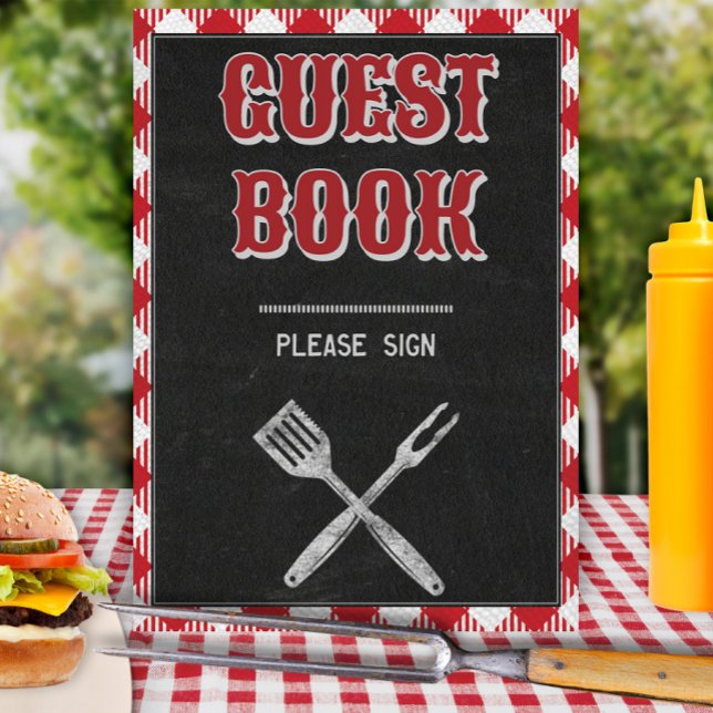 8x10 Backyard BBQ Birthday Guest Book Table Sign (Creator Uploaded)