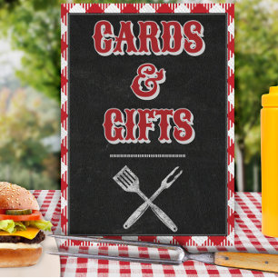 8x10 BBQ Birthday Cards & Gifts Table Sign