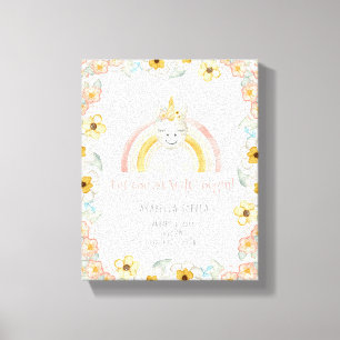 8x10 Birth Stat Magic Unicorn Baby Girl Watercolor Canvas Print