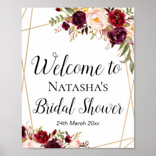 8x10" Custom Burgundy Boho Floral Sign