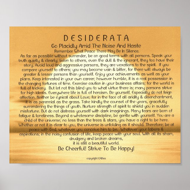 8x10 Desiderata Poem & other sizes too! Poster (Front)