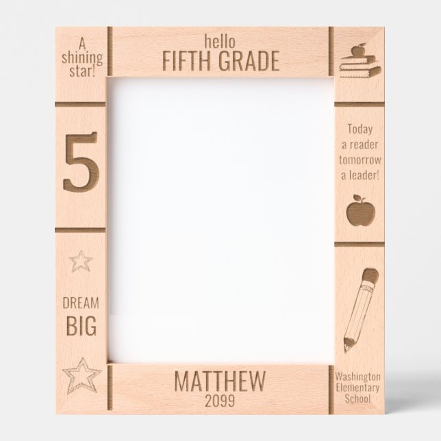 8x10 FIFTH GRADE Elementary School Photo Custom Etched Frames (Front)