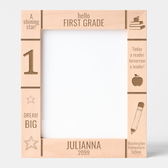 8x10 FIRST GRADE Elementary School Photo Custom Etched Frames (Front)