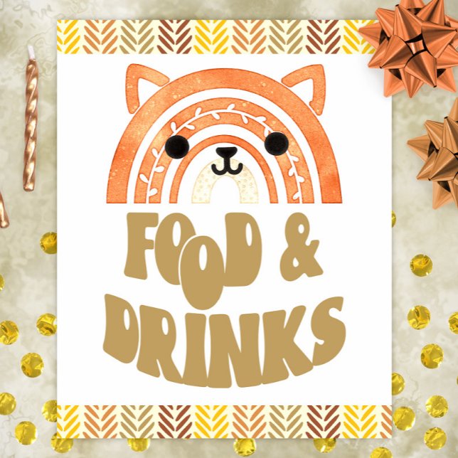 8x10 Food & Drinks Boho Woodland Fox Birthday Poster (Creator Uploaded)