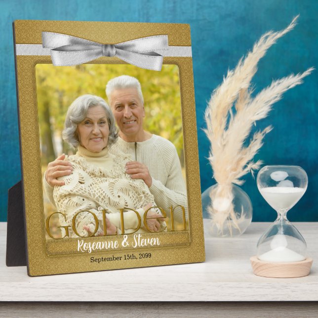 8x10 Golden 50th Wedding Anniversary Photo Frame (Side)