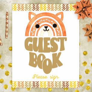 8x10 Guest Book Boho Woodland Fox Birthday