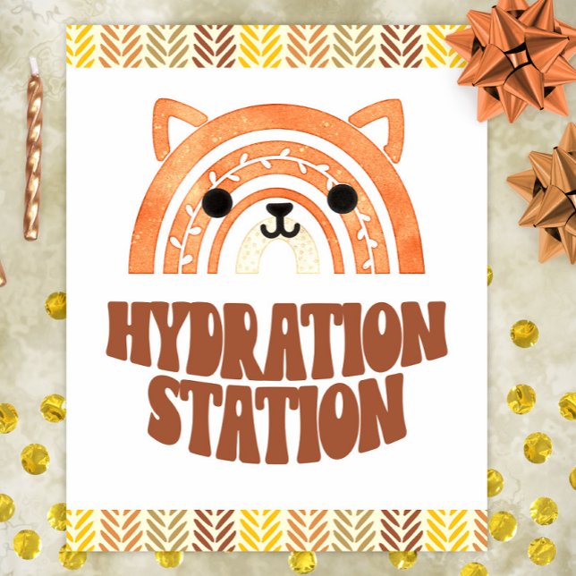 8x10 Hydration Station Boho Woodland Fox Birthday Poster (Creator Uploaded)