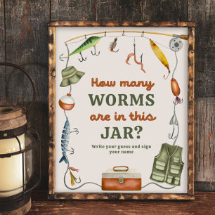 8x10 Inch Guess How Many Fishing Sign