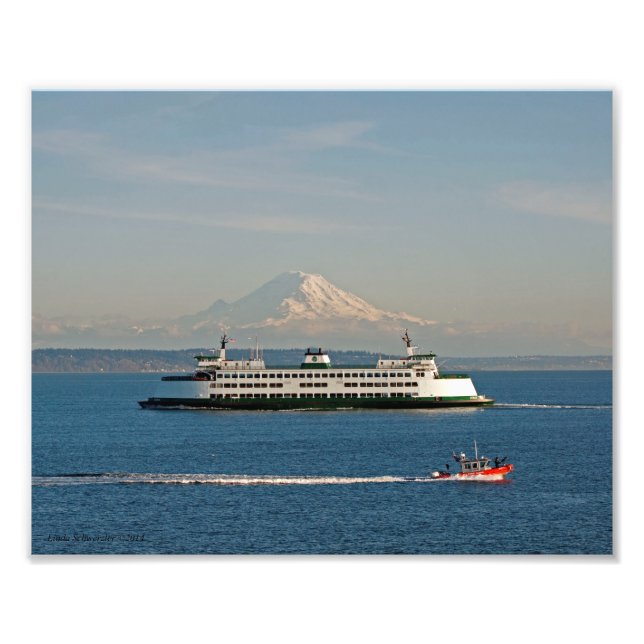 8X10 Mount Rainier from Puget Sound Photo Print (Front)