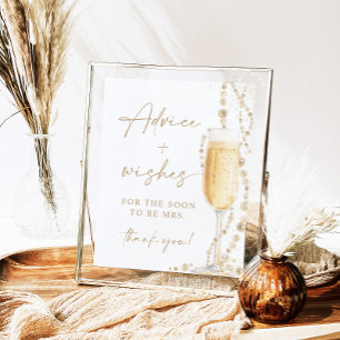 8x10" Pearls And Prosecco Advice and Wishes Sign