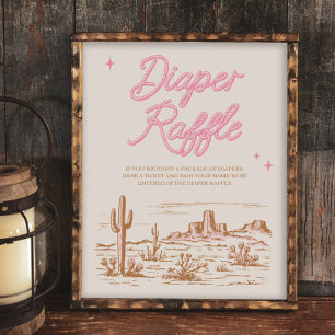 8x10 Pink Western Diaper Raffle Sign