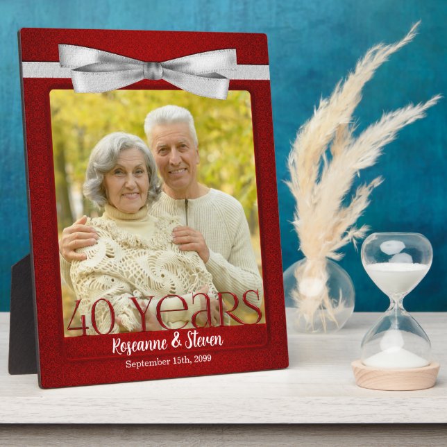 8x10 Ruby 40th Wedding Anniversary Photo Plaque (Side)