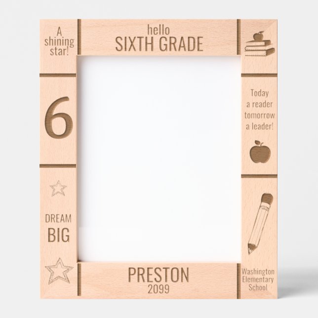 8x10 SIXTH GRADE Elementary School Photo Custom Etched Frames (Front)