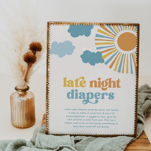 8x10 Sun Baby Shower Late Night Diapers Sign (Creator Uploaded)