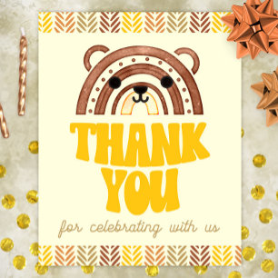 8x10 Thank You Boho Woodland Bear Birthday Poster