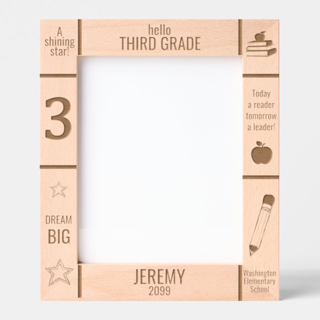 8x10 THIRD GRADE Elementary School Photo Custom Etched Frames (Front)