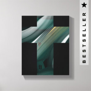 8x10" Trend Abstract Art Canvas Black White Green Print