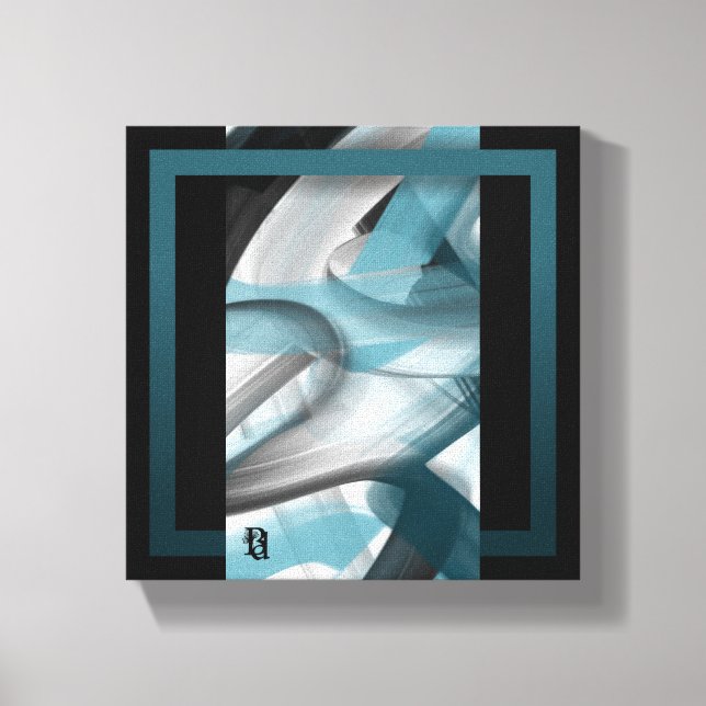 8x8" Trend Abstract Art Canvas Black White Blue Print (Front)