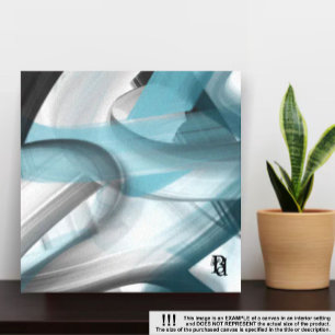 8x8" Trend Abstract Art Canvas Black White Blue Print