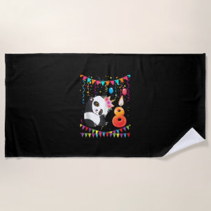 8Years Old 8th Birthday Panda Unicorn Girl Gifts P Beach Towel