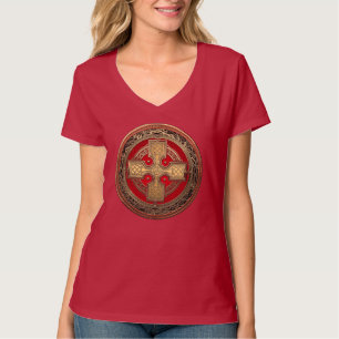 [900] Ancient Celtic Sacred Gold Knot Cross T-Shirt