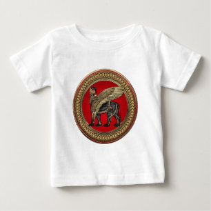 [900] Assyrian Winged Lion: Gold & Black Lamassu Baby T-Shirt