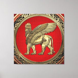 [900] Assyrian Winged Lion - Gold Lamassu Canvas Print
