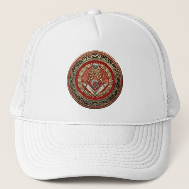 [900] Master Mason - Gold Square & Compasses Trucker Hat (Front)