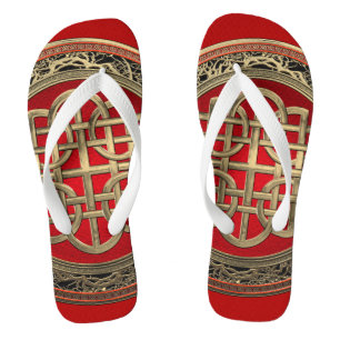 [900] Sacred Celtic Gold Knot Cross Jandals