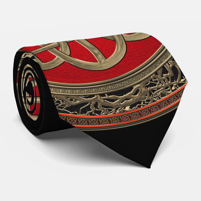 [900] Sacred Celtic Gold Knot Cross Tie (Rolled)