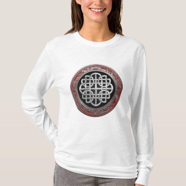 [900] Sacred Celtic Silver Knot Cross T-Shirt (Front)