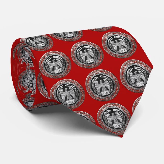 [900] Silver Roman Imperial Eagle Tie (Rolled)