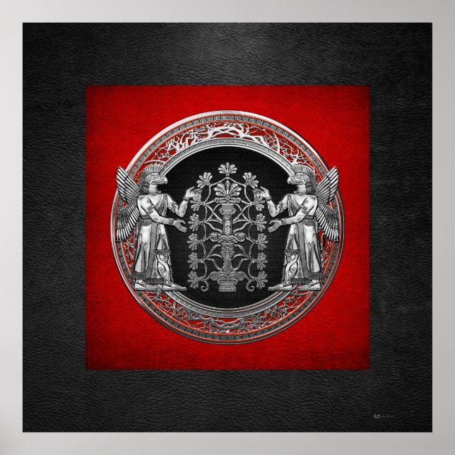 [900] Two Silver Ninurtas with Tree of Life Poster (Front)