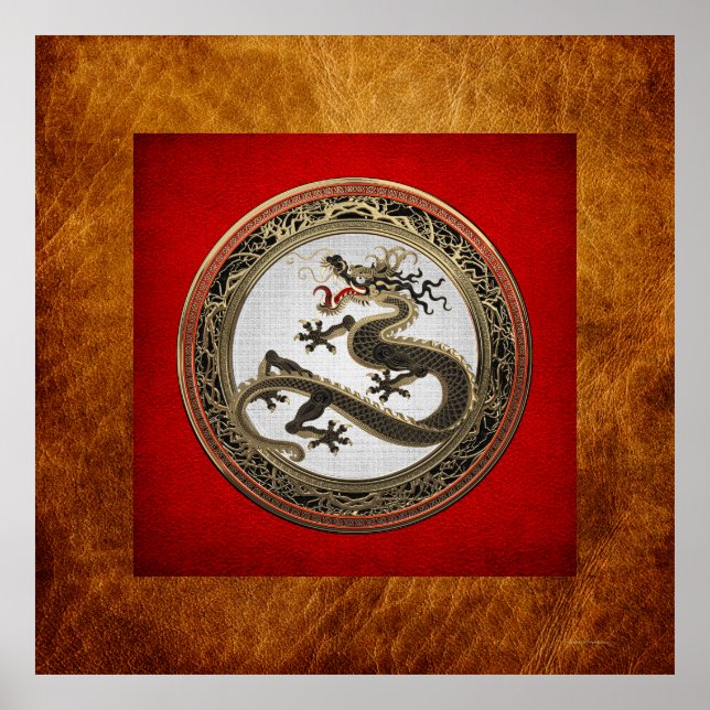 [901] Black and Gold Sacred Eastern Dragon Poster (Front)