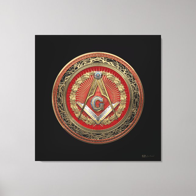 [901] Master Mason - Gold Square & Compasses Canvas Print (Front)