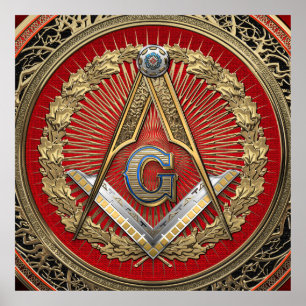 [901] Master Mason - Gold Square & Compasses Poster