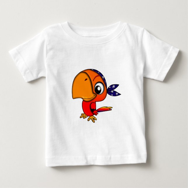 906 CUTE CHEEKY PIRATE PARROT CARTOON BABY T-Shirt (Front)