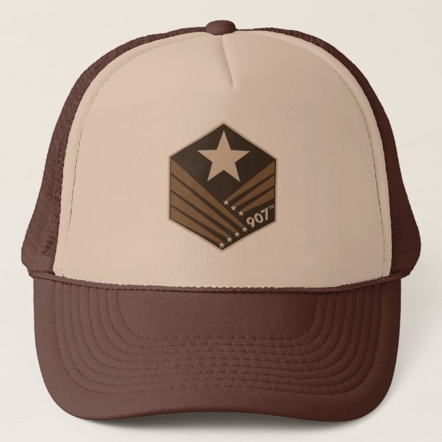 907th crest Space Truckers hat - Dark Earth (Front)