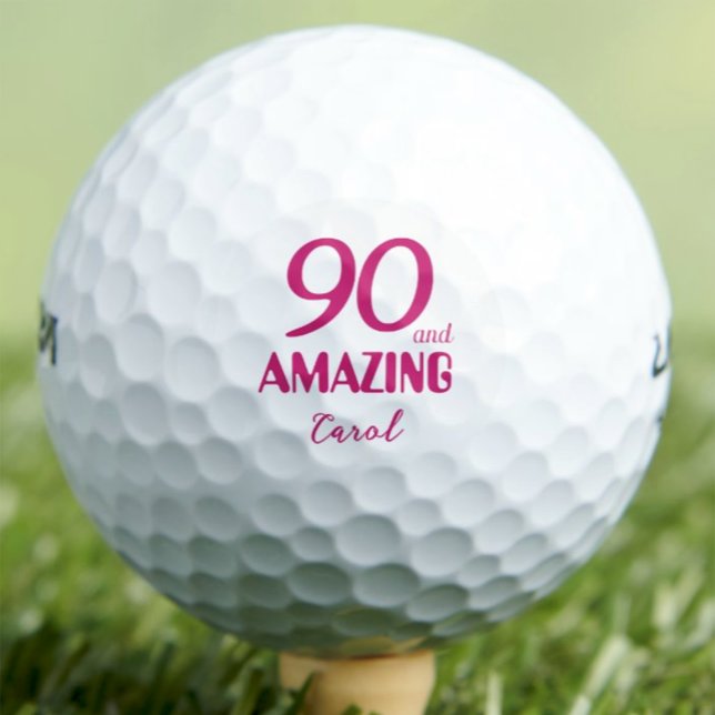 90 and Amazing Grandma Gift – Pink 90th Birthday Golf Balls (Creator Uploaded)