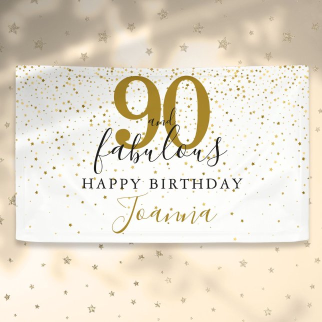 90 and Fabulous Birthday Elegant Gold and Black Banner (90 and Fabulous Birthday Elegant Gold and Black Banner)